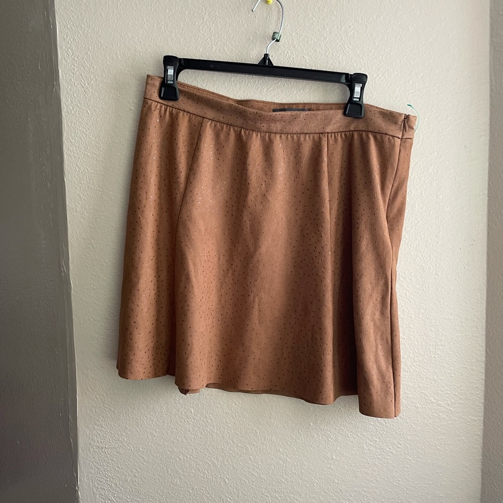 SOLD Suede Speckled Cognac Mini Skirt